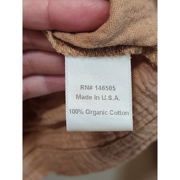 LA Relaxed Brown Cotton Gauze Button-up Top Womens Size Small - Picture 4 of 6